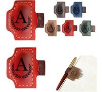 Custom Bygone Mark Bookmark with Pen Holder, 26 Letters Name Initial Personalized Leather Book Mark for Reading Women Men Book Lovers (Red,A)