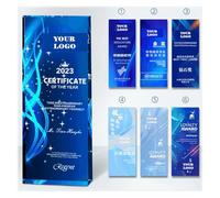 Custom Crystal Trophy - Premio creativo de alta gama para campeones de competición, reuniones anuales y premios al mejor empleado - Brave The Heights (serie comercial azul, 20 x 8 cm)