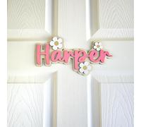Custom Daisy Name Sign - Wooden Kids Door Plaque - Floral Nursery Name Sign for Girl’s Room - Personalized Wooden Name Decor for Nursery or Bedroom