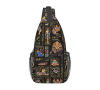 Custom Fashion Egyptian Hieroglyphs And Deities Crossbody Sling Backpack Men Ancient Egypt Art Shoulder Chest Bag for Hiking Outdoor sports gifts