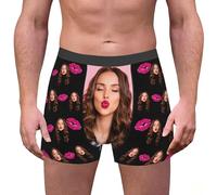 Custom for Men Personalized Funny Photo Customized Underwear Briefs for Husband Camp Unterwäsche Herren, Negro , XXL