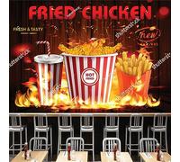Custom Fried Chicken And Chips Fast Food Wallpaper Industrial Decor Mural Restaurant Snack Bar Background Wall Papel 200Cm(W)×140Cm(H)