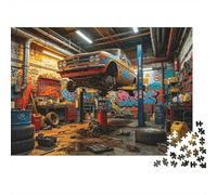 Custom Garage Puzzle 1000Piezas Reciclado Papel Graffiti Workshop Puzzles for Adultos Divertido and Desafiante Juego Familiar Saludos de Vacaciones Gift for Hombres 52x38cm/1000pcs