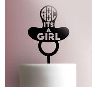 Custom Initials It's a Girl - Decoración acrílica para tartas de 5 pulgadas de ancho/amarillo