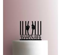 Custom Jail Welcome Home Name - Decoración acrílica para tartas de 8 pulgadas de ancho/blanco