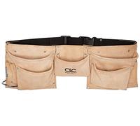 Custom Leathercraft CLC I370X3 Delantal de trabajo de construcción de gamuza resistente y lazo de martillo de acero, 8 bolsillos