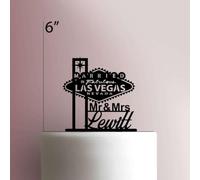 Custom Married in Fabulous Las Vegas Wedding- Decoración acrílica para tartas de 8 pulgadas de ancho/morado