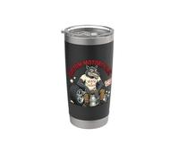 Custom Motorcycles Lowbrow Wolf Rockabilly 1950s Biker Vaso térmico de acero inoxidable de doble pared