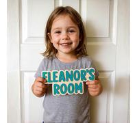 Custom Name Sign for Kids - Wooden Door Sign for Boys or Girls - Personalized Nursery Decor for Bedroom, Playroom, or Baby Room (Style 2)