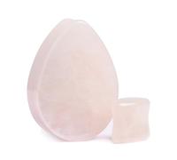 Custom Plugs Tapón de piedra de cuarzo rosa en forma de lágrima, 24mm, Piedra, No es una piedra preciosa