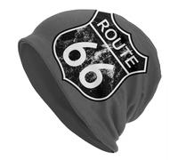 Custom Route 66 Travel Vintage Retro Desvaído Negro y Blanco Gorro Sombrero Tejido Hombre Moda Mujer Gorros Cálidos de Invierno Gorros