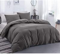 Custom Silk 3 PCs Duvet Cover Set, 100% Egyptian Cotton 400 Thread Count, Soft and Breathable Premium Quality, Dark Grey Solid, Super King Size