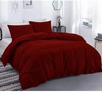 Custom Silk 3 PCs Duvet Cover Set, 100% Egyptian Cotton 400 Thread Count, Soft and Breathable Premium Quality, Burgundy Solid, UK King Size
