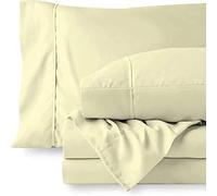 Custom Silk 4 Piece Bed Sheets Set, 100% Egyptian Cotton 400 Thread Count, Hotel Luxury Bed Sheets - Extra Soft -40 CM Deep Pocket of Fitted Sheet, Ivory Solid, Super King Size