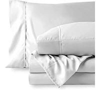 Custom Silk 4 Piece Bed Sheets Set, 100% Egyptian Cotton 400 Thread Count, Hotel Luxury Bed Sheets - Extra Soft -40 CM Deep Pocket of Fitted Sheet, White Solid, Super King Size