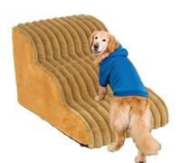 Custom Sponge Multi-Step Pet Stairs for Small Dogs and Cats - Removable Washable Cover, Non-Slip Bottom - Pet Ramp Steps for Beds, Couches to Assist Easy Climbing (Three-Layer,Khaki)