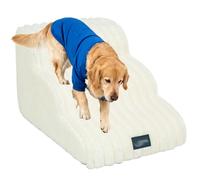 Custom Sponge Multi-Step Pet Stairs for Small Dogs and Cats - Removable Washable Cover, Non-Slip Bottom - Pet Ramp Steps for Beds, Couches to Assist Easy Climbing (Three-Layer,White)