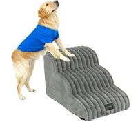 Custom Sponge Multi-Step Pet Stairs for Small Dogs and Cats - Removable Washable Cover, Non-Slip Bottom - Pet Ramp Steps for Beds, Couches to Assist Easy Climbing (Three-Layer,Gray)