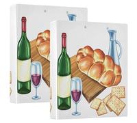 Custom Still Life Wine Bread - Carpetas de 3 anillas con capacidad para 200 hojas, con diseño de pan de vino de 1 1/2 pulgadas, carpeta de anillas redondas, 12.4 x 10.6 x 2.36 pulgadas, 1 paquete