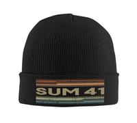 Custom Sum 41 Retro Lines Rock Band Skullies Gorros Gorros Hombres Mujer Tendencia Unisex Invierno Cálido Gorro de Tejido Adulto Gorro Sombrero Negro