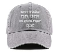 Custom Your Design - Gorra de béisbol unisex ajustable con logotipo de texto vintage, Gris claro, Medium