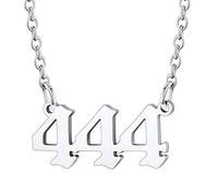 Custom4U 444 Números de Angeles Collar Delicado Acero Inoxidable 316L para Mujeres Colgante de Números Antiguo Inglés Cadena Ajustable Rolo 40cm Joyería de Moda para Hijas