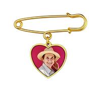 Custom4U Alfiler Mujer Acero Inoxidable 316L Broche Foto para Ramo de Novia Colgante Corazón Personalizado Madre Pin Ropa Hebilla Camisa Traje Chaqueta Vestido