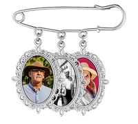 Custom4U Alfiler Personalizado Ropa 3 Fotos Broche Mujeres Acero Inoxidable 316L Colgante Ovalado Joyería Memorial Decoracion Camiseta Regalo Amiga Familia Pin Broches con Imagen