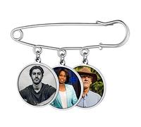 Custom4U Broche Mujer Acero Inoxidable 316L con 3 Fotos Personalizadas Colgante Redondo Accesorio de Ropa Joyería Memorial Decoraciones Camiseta Regalo Amigas Familia Pin Broche con Imagen
