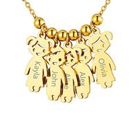 Custom4U Colgante 5 Nombres Personalizados Mujer Acero Inoxidable 316L Collar Delicado Niños Oro 18K Regalo Madre Cumpleaños
