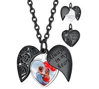 Custom4U Colgante Foto Personalizado Mujer Collar Corazón Alas de Angel Colgante Abrible para Poner Fotos Joyería Conmemorativo Madre