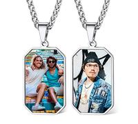 Custom4U Collar Chapa Hombre Personalizada con 2 Fotos Acero Inoxidable 316L Regalo Soldado Militar Collar Tabla Rectangular con Imagen
