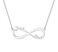 Custom4U Collar Infinito Nombre Personalizado Mujer Plata de Ley 925 Colgante Signo Eternidad Oro Blanco Amor Eterno Regalo Precioso Familia Amiga Novia Madre