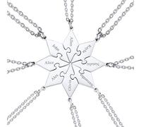 Custom4U Collar Personalizado Mejores Amigas para 8 Colgante Puzzle Mujer Acero Inoxidable 316L Octágonos Rompecabezas 8 Piezas Regalo Amor Amistad Infinito para Siempre