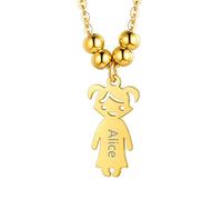 Custom4U Collar Personalizado Oro Mujer Plata de Ley 925 Colgante Niña Nombre Grabado Joyería Romántica Pareja Novia Colgante Infantil Figura Mono Niña