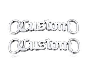 Custom4U Hebillas Personalizados Nombres para Cuerdas de Calzado Broches Plateados Acero Inoxidable 316L Adornos de Moda Hombre Mujer Logotipo Etiqueta de Identidad para Zapatos