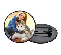 Custom4U Personalizado Alfiler Redondo de Hebilla para Chaqueta Vestido de Madrina Broches Circulares con Fotos Personalizados para Mujeres Pin Acero Inoxidable 316L para Ropa