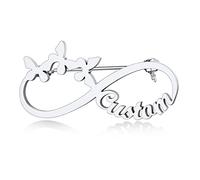 Custom4U Pin Broche Personalizado Mujer Infinito Nombre Alfiler Plateado Acero Inoxidable 316L Joyería Conmemorativa Recuerdo Precioso Familia
