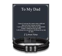 Custom4U Pulsera de Cuero Trenzada Personalizada para Hombres, Pulsera de Cuero Negro Hombres Personalizada con 3 Nombres Grabados Joyería Regalo para Padre Para Mi Papá Cumpleaños Aniversario Navidad