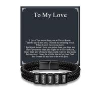 Custom4U Pulsera de Cuero Trenzada Personalizada para Hombres, Pulsera Negra Personalizada para Hombres con Nombre Grabado Joyería Regalo para Él Esposo Padre Papá Para Mi Amor
