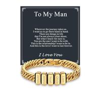 Custom4U Pulseras Acero Inoxidable Personalizadas para hombres, 1-8 Nombres Grabados Bañado en Oro de 18K Pulsera de Eslabones Cubanos Para Mi Hombre Regalos de Joyería para Papá Esposo Padre Abuelo