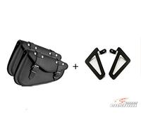 Customacces APD002N Detroit Juego de Alforjas de Cuero con Soportes Universales, Negro, Talla S