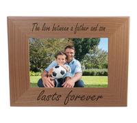 CustomGiftsNow The Love Between A Father and Son Lasts Forever Natural Alder Wood Engraved Tabletop/Hanging Photo Picture Frame (4x6-inch Ho