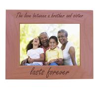 customgiftsNow The Love Between Brother and Sister Lasts Forever - 4x6 Inch Natural Alder HangingTabletop Wood Picture Frame (5x7-inch Horizontal)