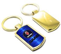 Customgra - Llavero de coche chapado en oro de 9 quilates para Saab con caja de regalo completa