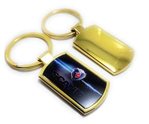 Customgra - Llavero de coche chapado en oro de 9 quilates para Scania con caja de regalo completa