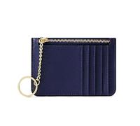 Customized Mini Ultra-Thin Women's Card Bag for Multi Slots Keychain Zipper Small Holder Wallet(Deep Bule)