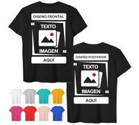 CustomSolo Camiseta Personalizada con Foto y Texto, Camisetas Personalizadas Unisex de Doble Cara para Hombre y Mujer, Regalos Personalizados, Logotipo Empresarial, Cumpleaños, Familia, 100% Algodón