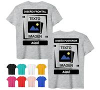 CustomSolo Camiseta Personalizada con Foto y Texto, Camisetas Personalizadas Unisex de Doble Cara para Hombre y Mujer, Regalos Personalizados, Logotipo Empresarial, Familia, Cumpleaños, 100% Algodón