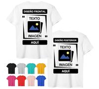 CustomSolo Camiseta Personalizada con Foto y Texto, Camisetas Personalizadas Unisex de Doble Cara para Hombre y Mujer, Regalos Personalizados, Cumpleaños, Logotipo Empresarial, Familia, 100% Algodón